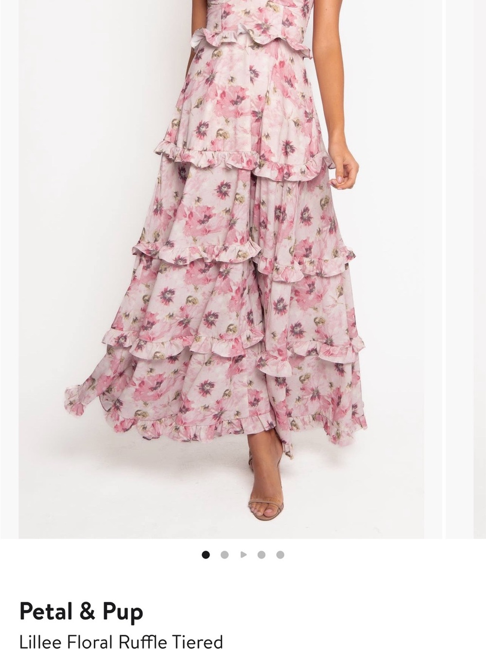 Petal & Pup Pink Floral Ruffle Tiered Maxi Skirt